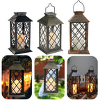 Solar Powered Lamp Retro Lantern Candle Twinkle Light Waterproof Outdoor Garden Solar LED Light Hanging Decoration Lantern