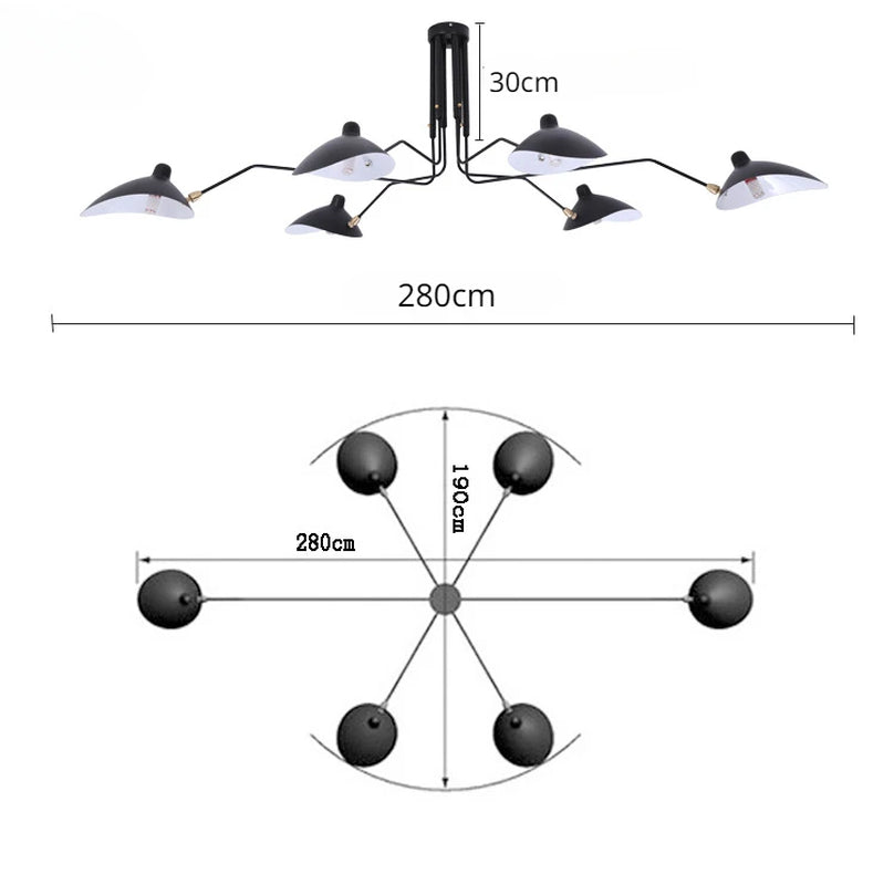 Mouille Ceiling Lamp Nordic Spider Light Led Iron Black Ceiling Light for Home Decor Industrial Decorative Living Room Led Light