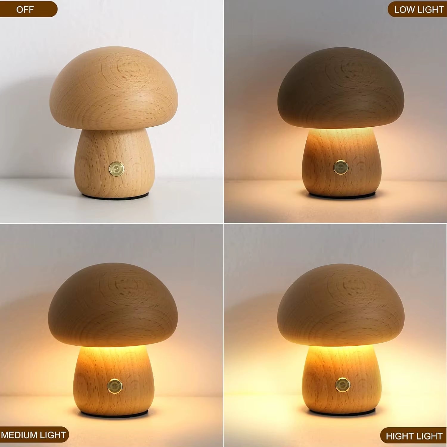 Mushroom Table Lamp Rechargeable Touch Portable Bedroom Bedside Night Light Cute Small Dimmable Desk Lamp for Home Decoration