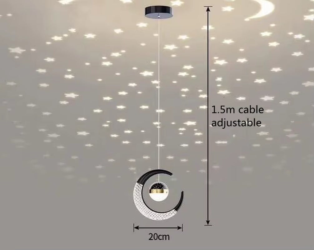 Creative Led Ceiling Light with Moon Stars Modern Asile Ceiling Lights Gold/Black Atmosphere Ceiling Hanging Lamp Loft Lighting