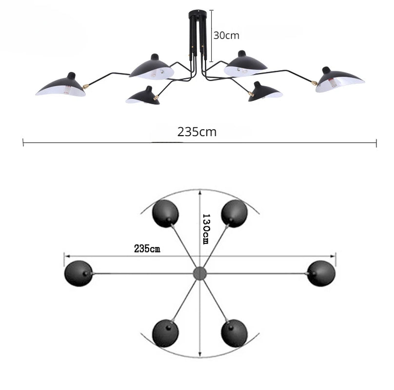 Mouille Ceiling Lamp Nordic Spider Light Led Iron Black Ceiling Light for Home Decor Industrial Decorative Living Room Led Light