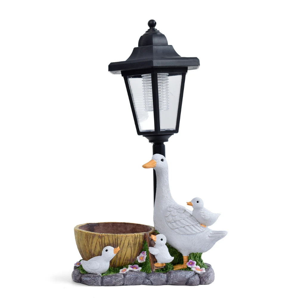 Solar Duck Night Light Garden Courtyard Sculpture Animal Resin Craft Decorative Outdoor Lighting Garden Ornaments