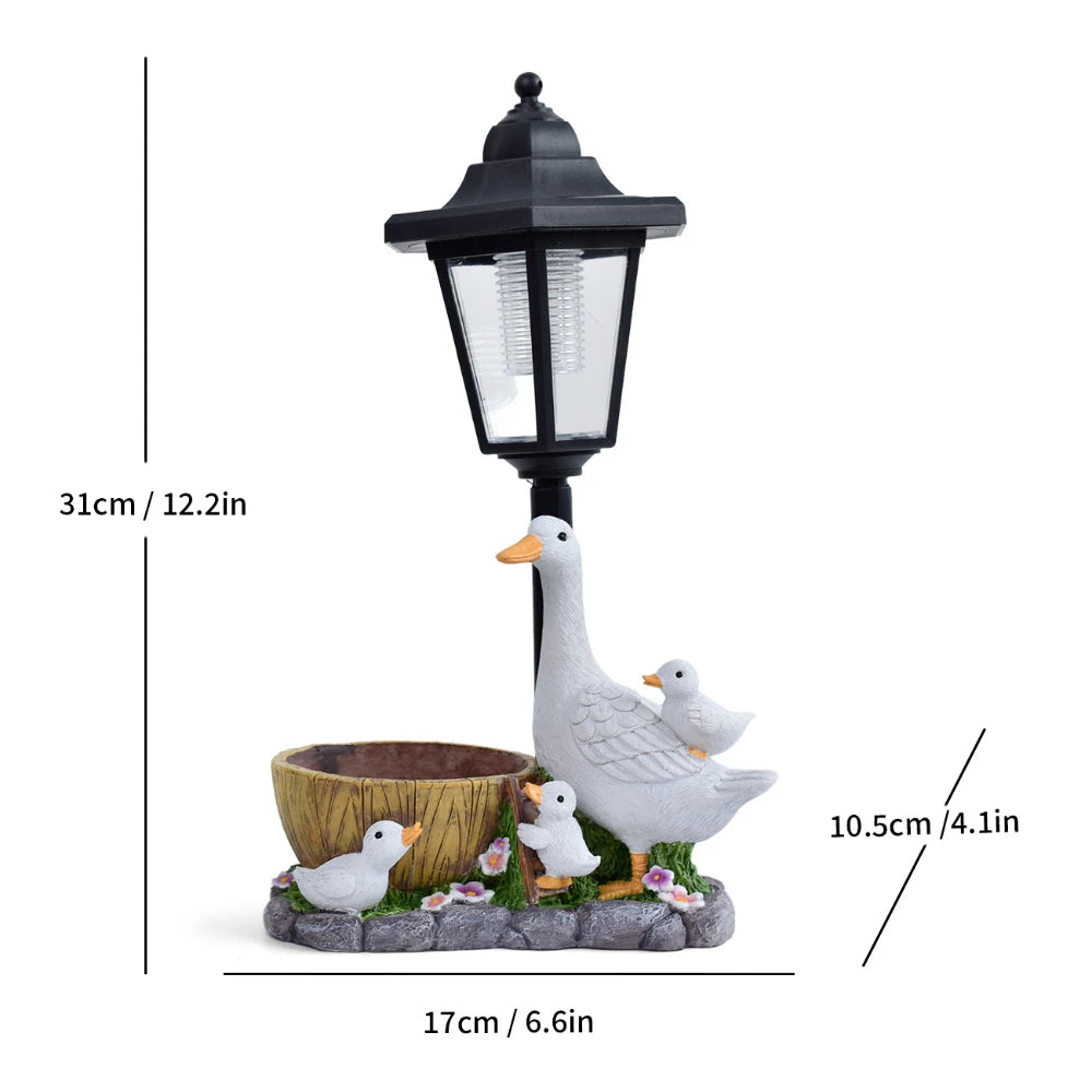 Solar Duck Night Light Garden Courtyard Sculpture Animal Resin Craft Decorative Outdoor Lighting Garden Ornaments