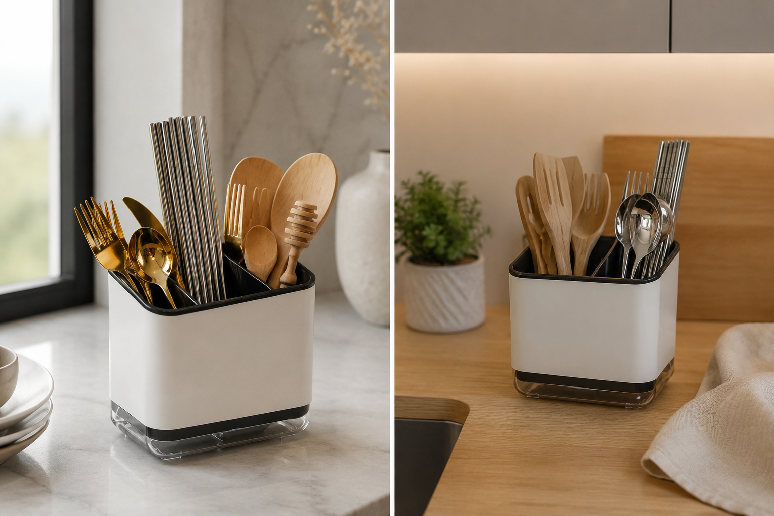Hustelo Countertop Cutlery Storage Caddy