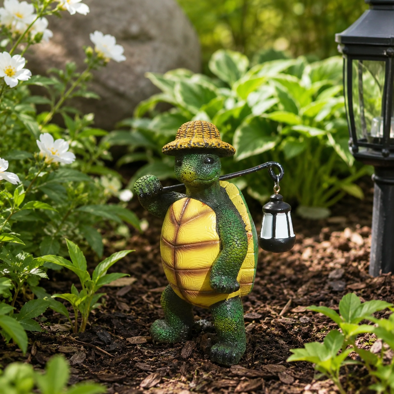 Resin Turtle Garden Statue, Hand-Painted