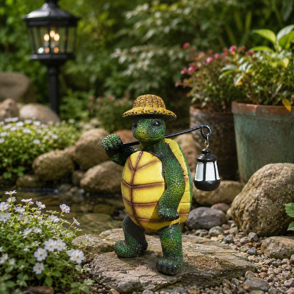 Resin Turtle Garden Statue, Hand-Painted
