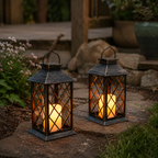 Solar Retro Lantern with Flickering Flame Light