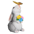 Solar Bunny Statue Garden Decor with Butterfly LED Light Resin Animal Sculpture Figurine Outdoor Decoration for Garden Courtyard
