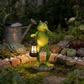 Solar Frog Garden Statue with Lantern LED Light Outdoor Yard Decor Waterproof Resin Animal Figurine Patio Lawn Pathway Decoratio