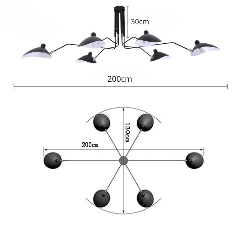 Mouille Ceiling Lamp Nordic Spider Light Led Iron Black Ceiling Light for Home Decor Industrial Decorative Living Room Led Light