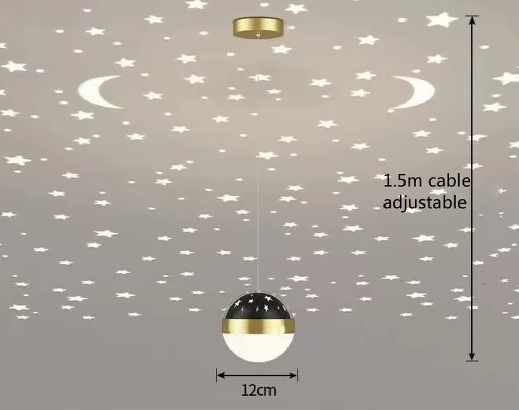 Creative Led Ceiling Light with Moon Stars Modern Asile Ceiling Lights Gold/Black Atmosphere Ceiling Hanging Lamp Loft Lighting